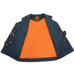 Milwaukee Leather MDM3012 Men's 'Brute' Concealed Snap Blue Denim V-Neck Club Style Vest w/ Hidden Zipper
