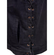 Milwaukee Leather MDM3013 Men's 'Brute' Concealed Snap Black Denim V-Neck Side Lace Club Style Vest w/Hidden Zipper