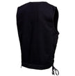 Milwaukee Leather MDM3013 Men's 'Brute' Concealed Snap Black Denim V-Neck Side Lace Club Style Vest w/Hidden Zipper