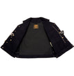 Milwaukee Leather MDM3013 Men's 'Brute' Concealed Snap Black Denim V-Neck Side Lace Club Style Vest w/Hidden Zipper