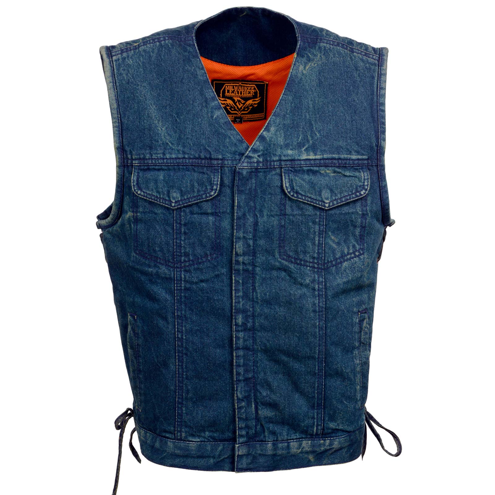 Milwaukee Leather MDM3013 Men's 'Brute' Concealed Snap Blue Denim