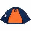 Milwaukee Leather MDM3013 Men's 'Brute' Concealed Snap Blue Denim V-Neck Side Lace Club Style Vest w/Hidden Zipper