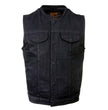Milwaukee Leather MDM3015 Men's 'Rustic' Black Denim Motorcycle Riding Vest with Hoodie