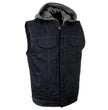 Milwaukee Leather MDM3015 Men's 'Rustic' Black Denim Motorcycle Riding Vest with Hoodie