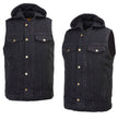 Milwaukee Leather MDM3020 Men's Black Denim '5-in-1' Club Style Vest with Removable Hoodie