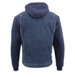 Milwaukee Leather MDM3020 Men's Blue Denim '5-in-1' Club Style Vest with Removable Hoodie