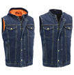 Milwaukee Leather MDM3020 Men's Blue Denim '5-in-1' Club Style Vest with Removable Hoodie