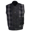 Milwaukee Leather MDM3025 Men’s Black Waxy Coated Denim Club Style Motorcycle Rider Vest w/ Shirt Collar