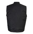 Milwaukee Leather MDM3025 Men’s Black Waxy Coated Denim Club Style Motorcycle Rider Vest w/ Shirt Collar