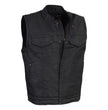 Milwaukee Leather MDM3025 Men’s Black Waxy Coated Denim Club Style Motorcycle Rider Vest w/ Shirt Collar