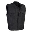 Milwaukee Leather MDM3025 Men’s Black Waxy Coated Denim Club Style Motorcycle Rider Vest w/ Shirt Collar w/ Shirt Collar