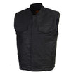 Milwaukee Leather MDM3025 Men’s Black Waxy Coated Denim Club Style Motorcycle Rider Vest w/ Shirt Collar