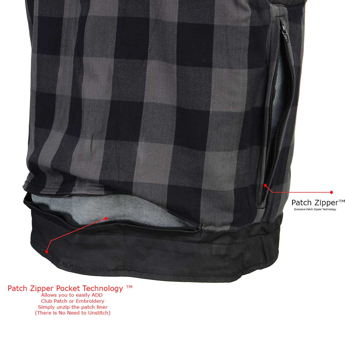 Milwaukee Leather MDM3025 Men’s Black Waxy Coated Denim Club Style Motorcycle Rider Vest w/ Shirt Collar