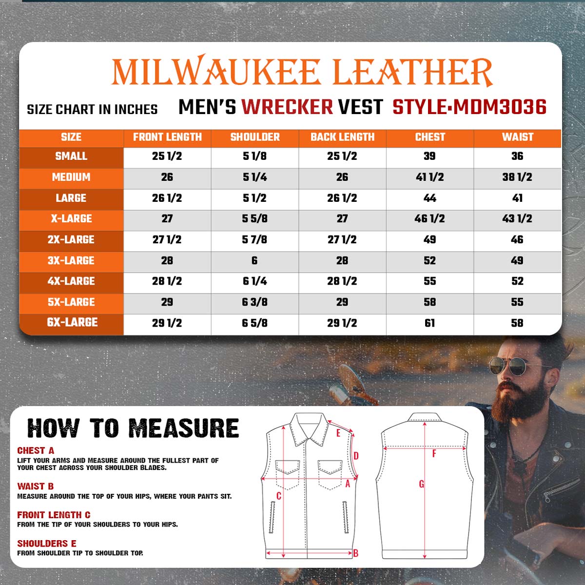 Milwaukee Leather MDM3036 Men's Wrecker Club Vest – Black Denim