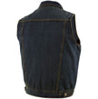 Milwaukee Leather Men's Outrider Blue Denim Motorcycle Rider Vest with Shirt Collar - MDM3080