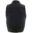 Milwaukee Leather Men's Outrider Blue Denim Motorcycle Rider Vest with Shirt Collar - MDM3080