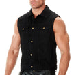 Milwaukee Leather Men's Outrider Black Denim Motorcycle Rider Vest with Shirt Collar - MDM3081