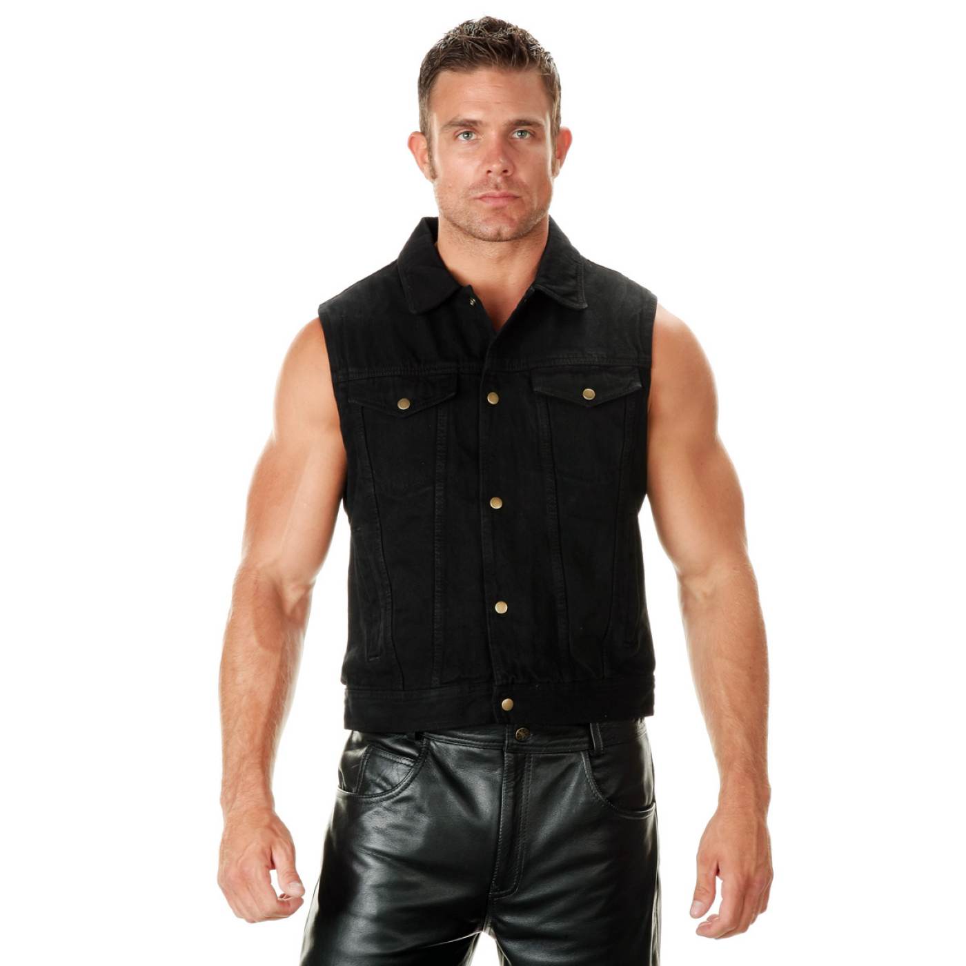 Milwaukee Leather Men's Outrider Black Denim Motorcycle Rider Vest