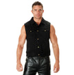 Milwaukee Leather Men's Outrider Black Denim Motorcycle Rider Vest with Shirt Collar - MDM3081