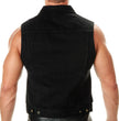 Milwaukee Leather Men's Outrider Black Denim Motorcycle Rider Vest with Shirt Collar - MDM3081