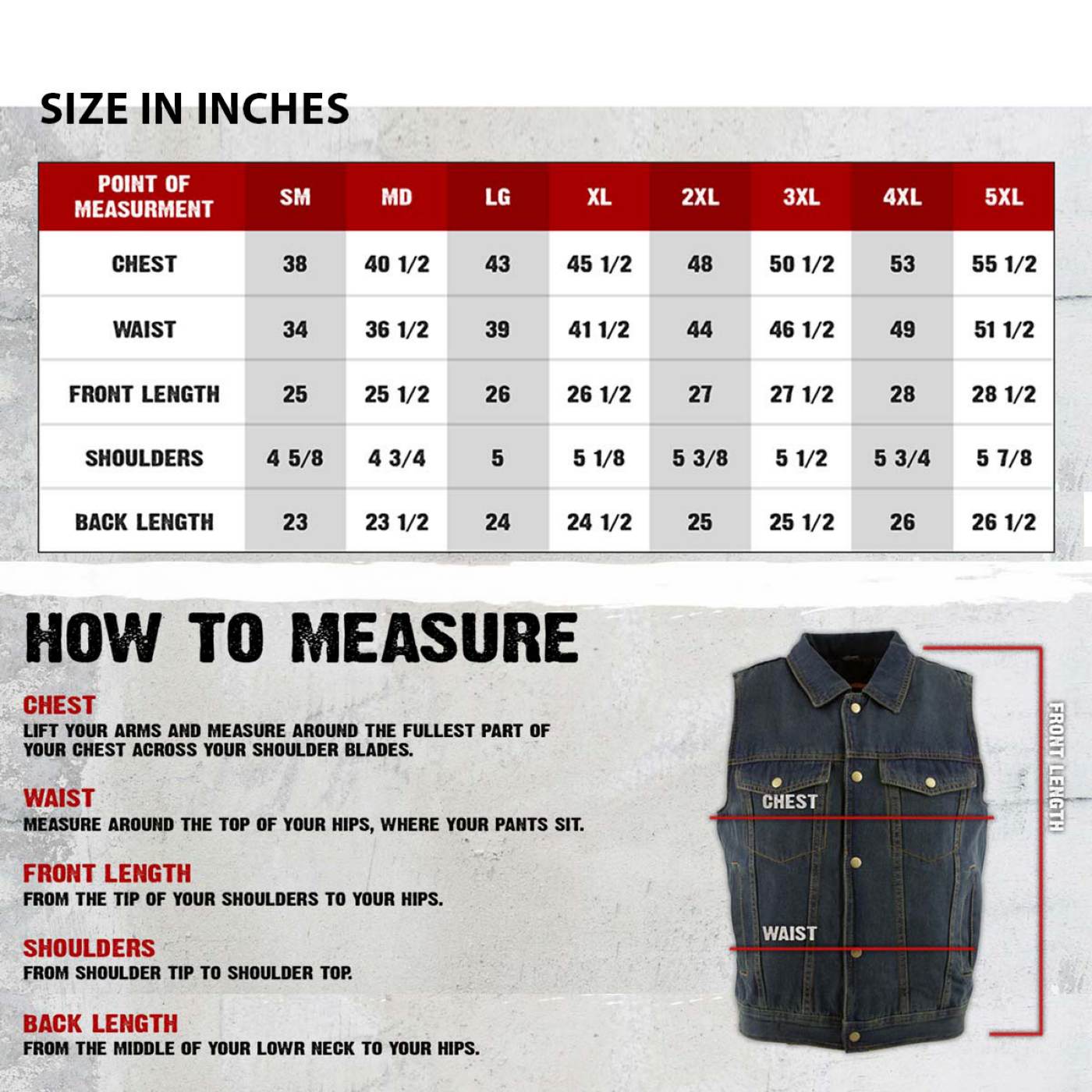 Milwaukee Leather Men's Outrider Black Denim Motorcycle Rider Vest
