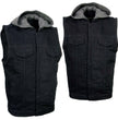 Milwaukee Leather Men's Rustic Black Denim Motorcycle Riding Vest with Removable Hoodie - MDM3082