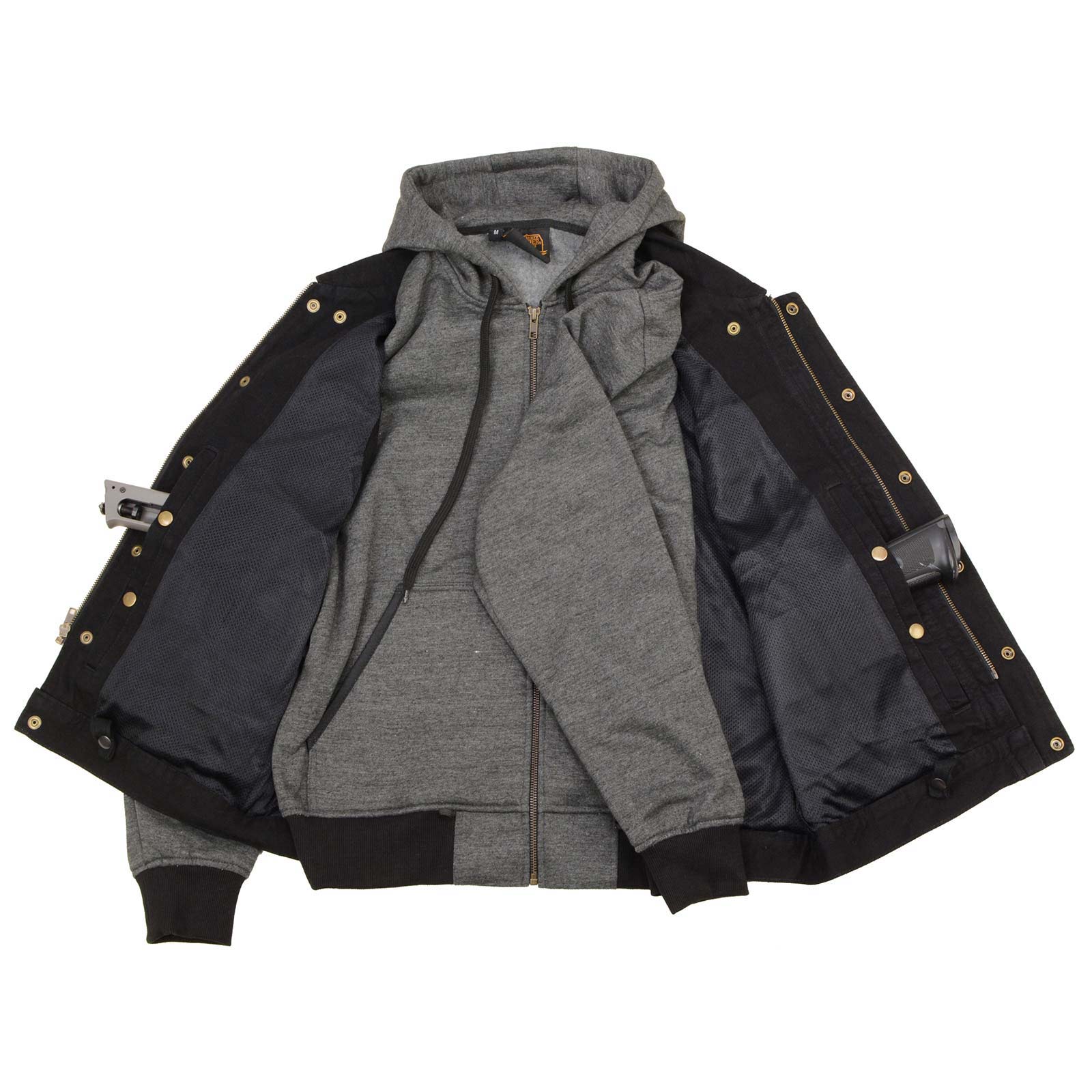Milwaukee Leather Men's s Black Denim Club Style Motorcycle Vest w/ Removable Hoodie - MDM3083