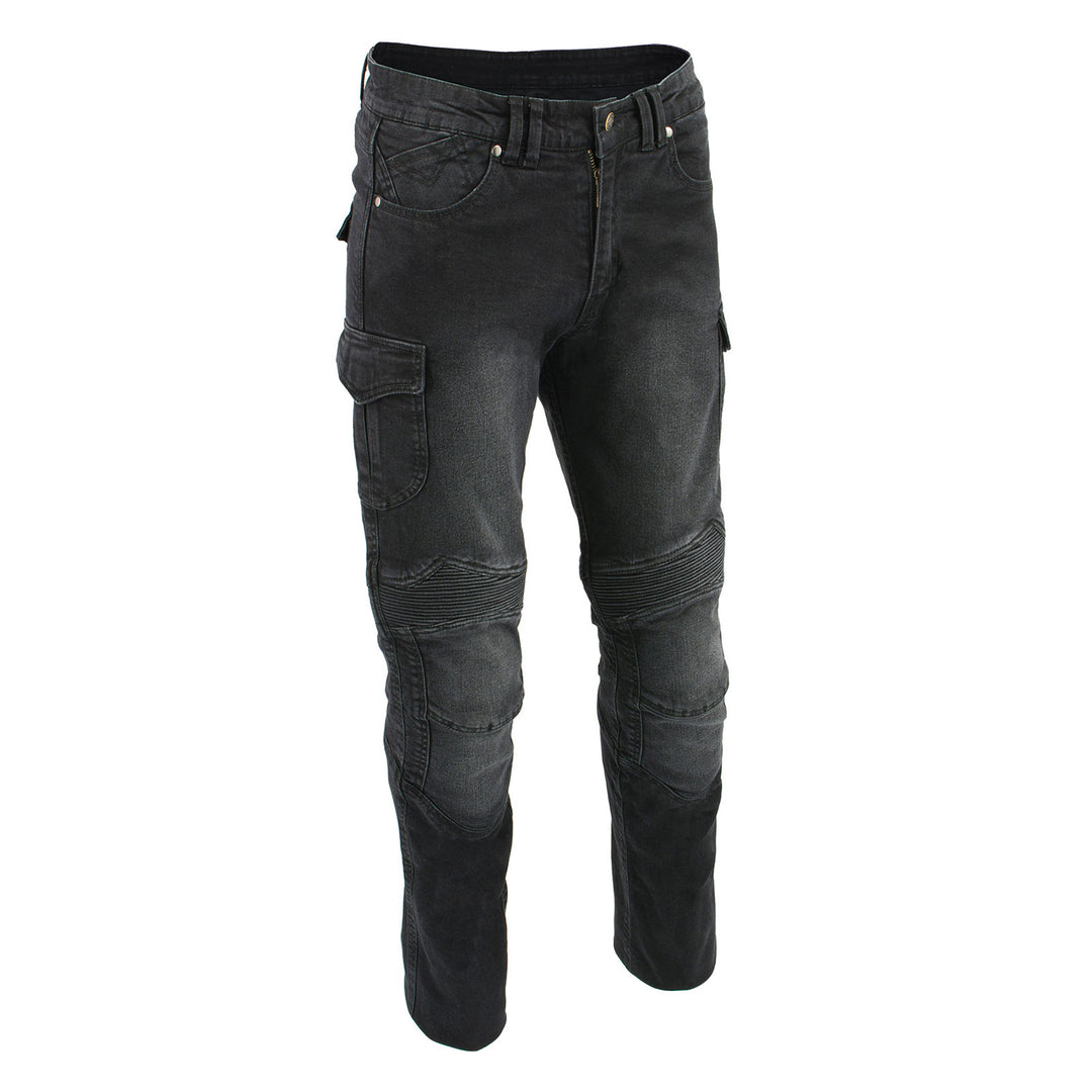 Milwaukee Leather MDM5010 Men's Millennium Black Knee Flex CE Armored Motorcycle Denim Jeans Reinforced w/ Aramid Fibers