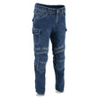 Milwaukee Leather MDM5012 Men's Millennium Blue Knee Flex CE Armored Motorcycle Denim Jeans Reinforced w/ Aramid Fibers