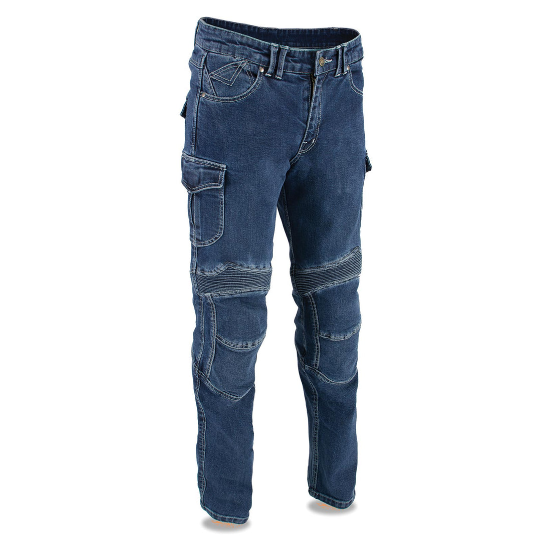 Milwaukee Leather MDM5012 Men's Millennium Blue Knee Flex CE Armored Motorcycle Denim Jeans Reinforced w/ Aramid Fibers