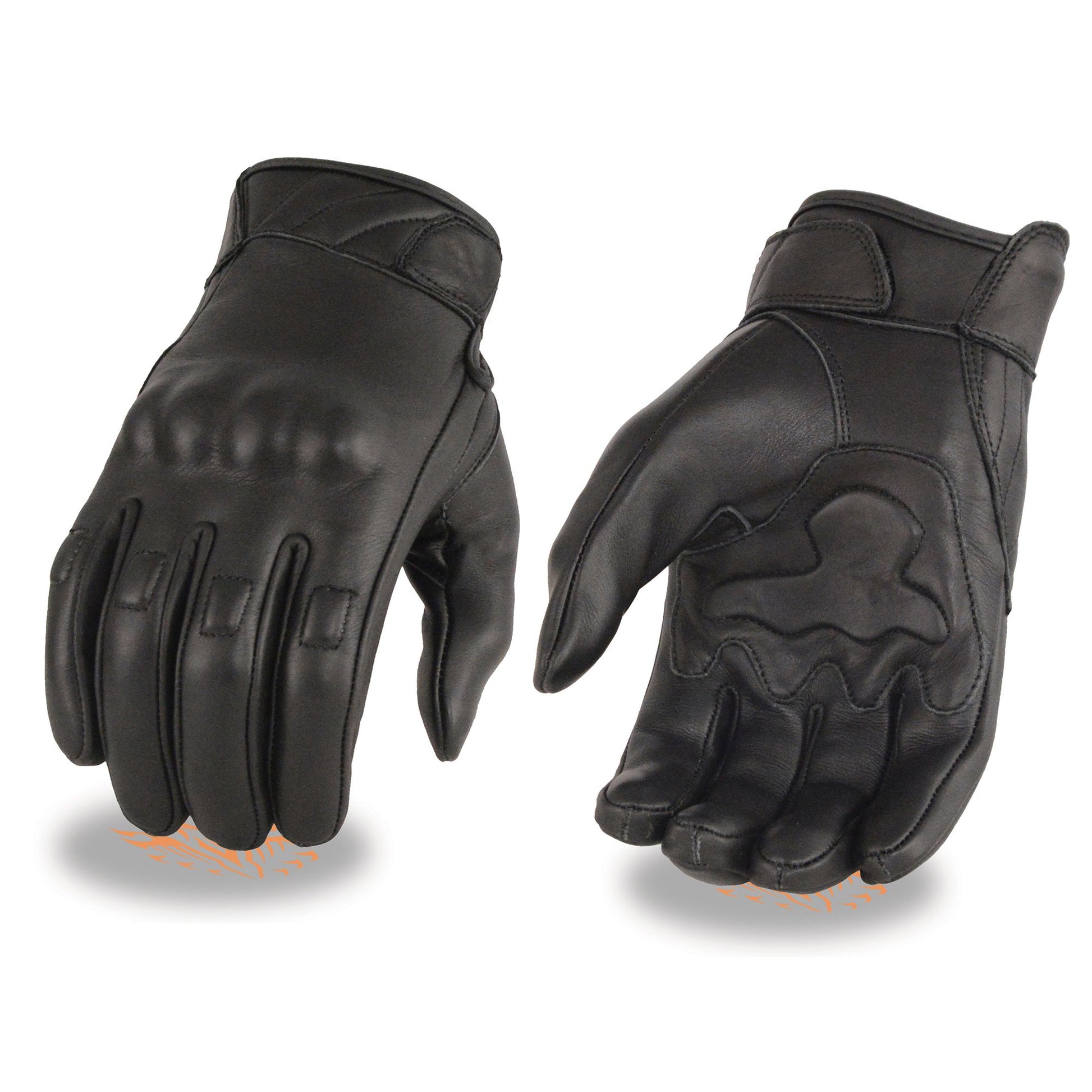 Xelement XG7501 Men's Black Leather Gloves with Rubberized Knuckles