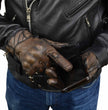 Milwaukee Leather MG7514 Men's Brown Leather with Gel Palm Motorcycle Gloves W/ Protective Knuckle