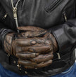 Milwaukee Leather MG7514 Men's Brown Leather with Gel Palm Motorcycle Gloves W/ Protective Knuckle