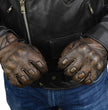 Milwaukee Leather MG7514 Men's Brown Leather with Gel Palm Motorcycle Gloves W/ Protective Knuckle