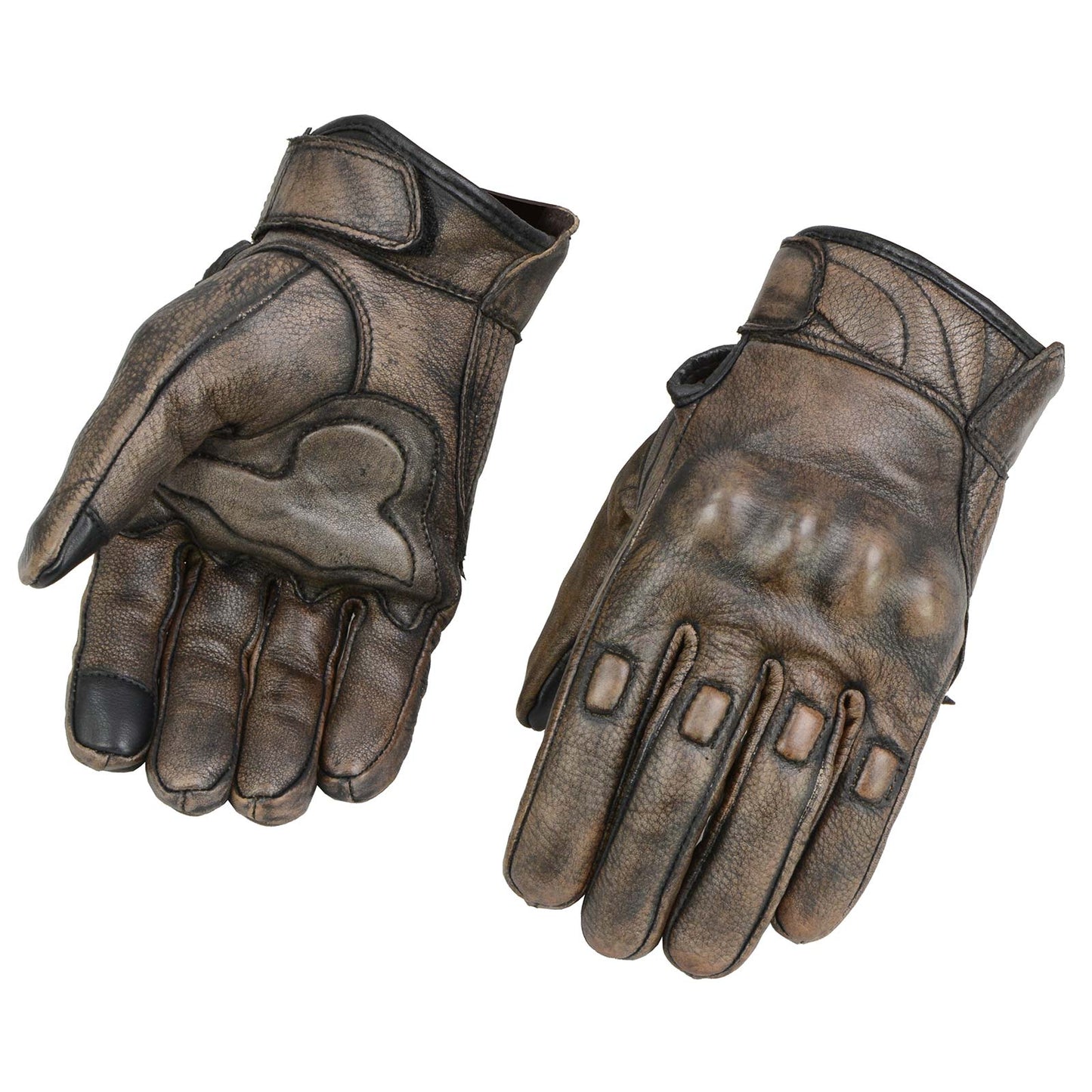 Milwaukee Leather MG7514 Men's Brown Leather i-Touch Screen Compatible Gel Palm Motorcycle Gloves W/ Protective Knuckle