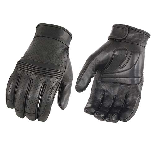 Milwaukee Leather MG7516 Men's Black Leather ’I - Touchscreen Compatible’ Gel Palm Motorcycle Hand Gloves W/ Flex Knuckles