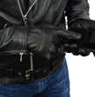 Milwaukee Leather MG7535 Men's Black Leather with Gel Palm Motorcycle Hand Gloves w/ Flex Knuckles