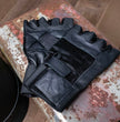 Milwaukee Leather MG7562 Men's Black Leather and Spandex Gel Padded Palm Fingerless Motorcycle Hand Gloves W/ Mesh Material