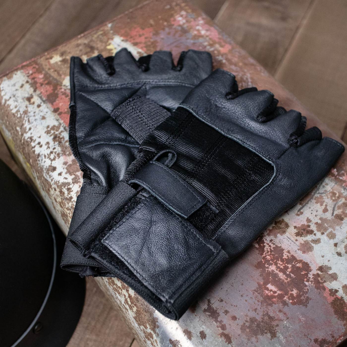 Milwaukee Leather MG7562 Men's Black Leather and Spandex Gel Padded Palm Fingerless Motorcycle Hand Gloves W/ Mesh Material