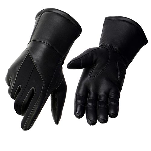 Milwaukee Leather MG7701 Women's Leather Biker Insulated Gauntlet Gloves w/ i-Touch and Wiper Blade - w/ Reflective Piping