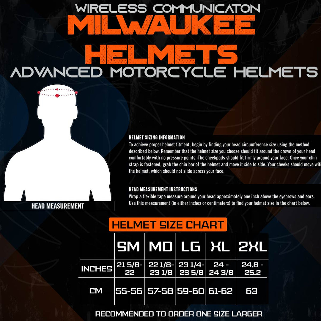 Milwaukee Helmets H7005 Flat Black Mayday Modular Full Face Wireless Motorcycle – Milwaukee Motorcycle Clothing Co