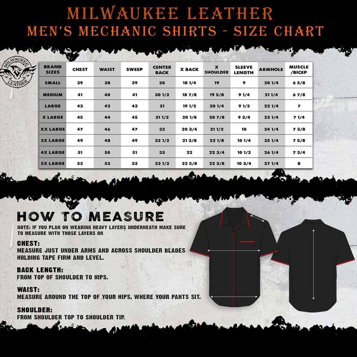 Milwaukee Motorcycle Clothing Co. Men’s Blk/Red Mechanic Work Shirt – w / Reflective Strip, Rider‑Built MDM11607