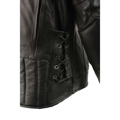 Milwaukee Leather ML1010 Men's Side Lace Vented Black Leather Scooter Jacket