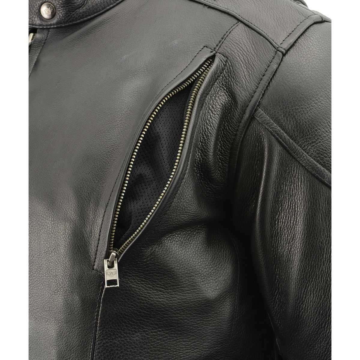 Milwaukee Leather ML1010 Men's Side Lace Vented Black Leather Scooter Jacket