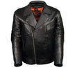 Leather King ML1057 Men’s Classic Black Leather Motorcycle Jacket w/ Multiple Vents