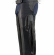 Milwaukee Leather Chaps for Men's Black Vented Premium Leather Motorcycle Chaps w/ Side Pocket-Stretch Thigh-ML1129