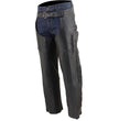 Milwaukee Leather Chaps for Men's Black Vented Premium Leather Motorcycle Chaps w/ Side Pocket-Stretch Thigh-ML1129