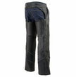 Milwaukee Leather ML1144 Men's Black Premium Leather Vented Motorcycle Rider Chaps w/ Reflective Piping