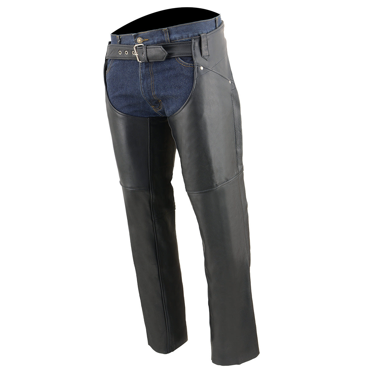 Milwaukee Leather Chaps for Women Black Naked Skin - Deep Hip Pockets and Back Thigh Laces Motorcycle Chap - ML1173