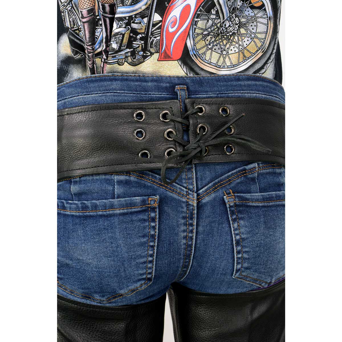 Milwaukee Leather - Jambières (Chaps) En Cuir Pour Femme Avec Strass - Modèle MLL6502-BLK